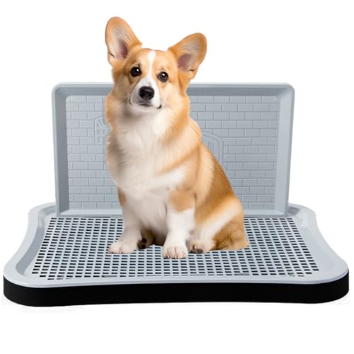 Pasdrucn Hundetoilette Wohnung Mit Schaufel, Welpentoilette Für Kleine Hunde, Balkon Indoor Hundetoilette Mit Tablett,Schnelle Drainage, Hundekotsammler Mit Urin Trennwand (Schwarz) von Pasdrucn