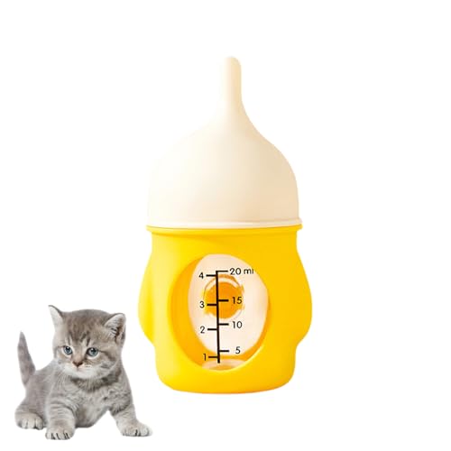 Pasdrucn PET-Flasche Welpenflaschen, Kätzchenflaschen, Füttern Katzenpflege Flaschen, Breeding Bottle Cat Puppy für Neugeborene Welpen zum Stillen Flaschenfütterungsset (Gelb) von Pasdrucn