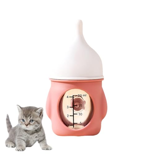 Pasdrucn PET-Flasche Welpenflaschen, Kätzchenflaschen, Füttern Katzenpflege Flaschen, Breeding Bottle Cat Puppy für Neugeborene Welpen zum Stillen Flaschenfütterungsset (Rosa) von Pasdrucn