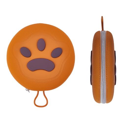 Pasdrucn Silikon Hundenapf Faltbar Mit Reißverschluss, Faltbarer Hundenapf Für Unterwegs, Doppel Reisenapf Hund Faltbare Mit Karabiner, Faltbar Anti Schling Napf Katze Napfset (Braun) von Pasdrucn