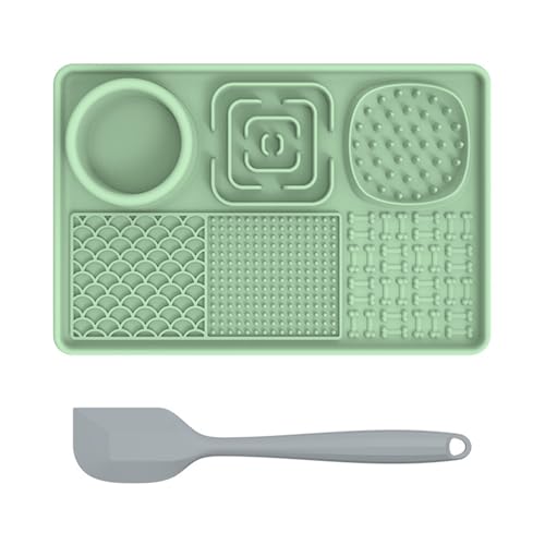 Pasdrucn Silikon Schleckmatte Hund Mit Saugnapf, Schleckmatte Hund Mit Silikonspatel, Hundespielzeug Intelligenz, Hundezubehör, Schleckmatte Katze Für Hundebaden,Trainieren (Green) von Pasdrucn