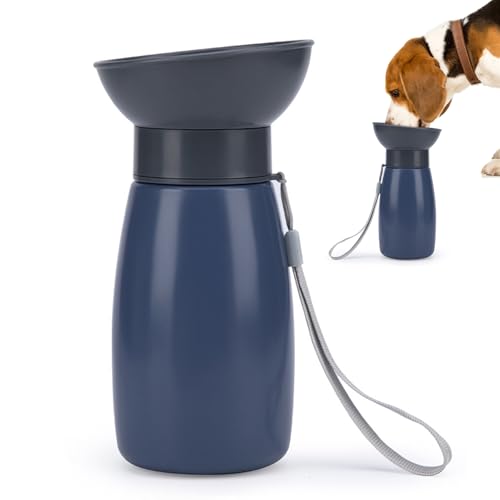 Pasdrucn Trinkflasche Hunde Für Unterwegs Zum Gehen 600ml, Trinkflasche Hund Hundetrinkflasche Für Unterwegs Wasserflasche, Trinkflasche Wasserflasche Hunde Für Unterwegs (Blau) von Pasdrucn