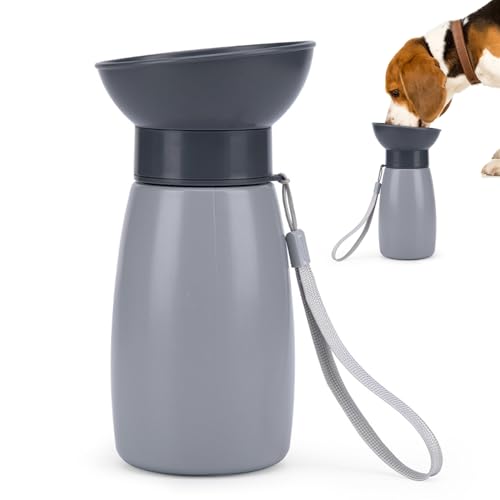 Pasdrucn Trinkflasche Hunde Für Unterwegs Zum Gehen 600ml, Trinkflasche Hund Hundetrinkflasche Für Unterwegs Wasserflasche, Trinkflasche Wasserflasche Hunde Für Unterwegs (Grau) von Pasdrucn