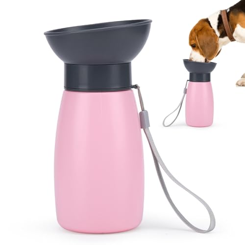 Pasdrucn Trinkflasche Hunde Für Unterwegs Zum Gehen 600ml, Trinkflasche Hund Hundetrinkflasche Für Unterwegs Wasserflasche, Trinkflasche Wasserflasche Hunde Für Unterwegs (Rosa) von Pasdrucn