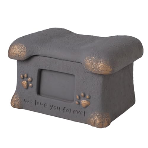 Pasdrucn Zementurne Für Haustiere, Urne Hunde Urne, Katzenurne Katzefür Asche, Tierurnen Für Katze, Tierurnen Für Hunde, Grabdeko, Katzenurnen Für Haustierasche Mit Fotoaufbewahrung (Grau) von Pasdrucn