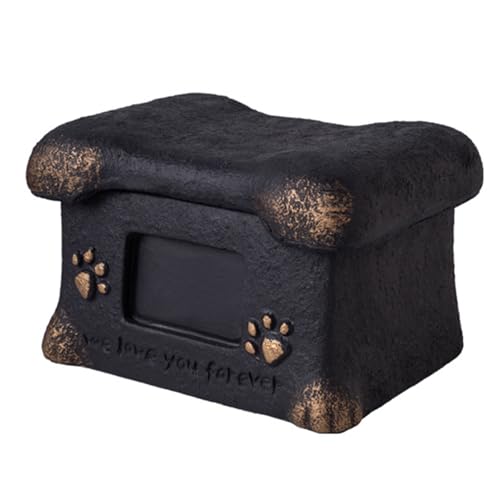 Pasdrucn Zementurne Für Haustiere, Urne Hunde Urne, Katzenurne Katzefür Asche, Tierurnen Für Katze, Tierurnen Für Hunde, Grabdeko, Katzenurnen Für Haustierasche Mit Fotoaufbewahrung (Schwarz) von Pasdrucn