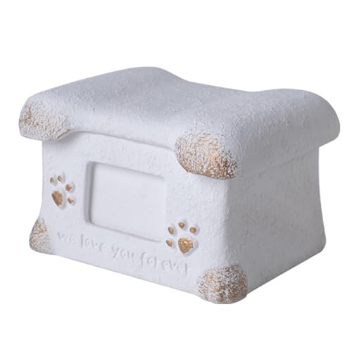 Pasdrucn Zementurne Für Haustiere, Urne Hunde Urne, Katzenurne Katzefür Asche, Tierurnen Für Katze, Tierurnen Für Hunde, Grabdeko, Katzenurnen Für Haustierasche Mit Fotoaufbewahrung (Weiß) von Pasdrucn