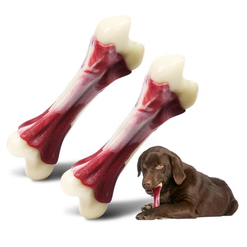 Pasking Kauspielzeug für Hunde für aggressive Kauer, Rindfleischgeschmack, unzerstörbares Nylon, Welpenknochen, robustes Zahnen und Beruhigung, für große und mittelgroße Rassen (9 - 34 kg Pasking Kauspielzeug für Hunde für aggressive Kauer, Rindfleischgeschmack, unzerstörbares Nylon, Welpenknochen, robustes Zahnen und Beruhigung, für große und mittelgroße Rassen (9 - 34 kg von Pasking