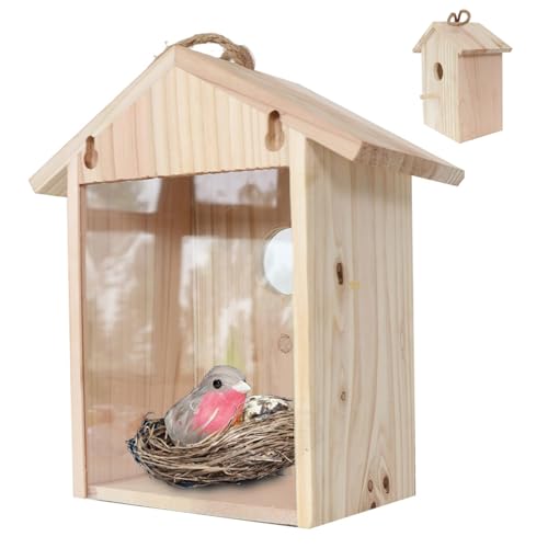 Fenster Vogelhäuser, Vogelhaus mit visuellem Fenster 2pcs hausförmiges Holznest mit Barsch, Rundtür, Hangeseil & Saugnapf für Balkon, Balkon Fenster Vogelhäuser, Vogelhaus mit visuellem Fenster 2pcs hausförmiges Holznest mit Barsch, Rundtür, Hangeseil & Saugnapf für Balkon, Balkon von Pastoralist