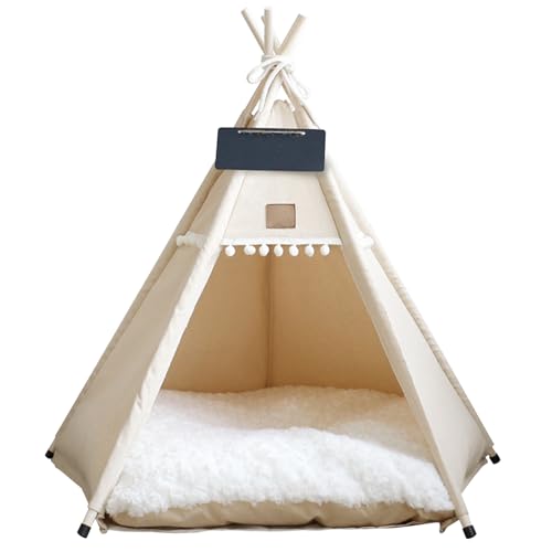 Hund Teepee tragbares Haustier Tipee Zelte mit Kissen und Kleiner Tafel 28 Zoll hohe waschbare Hundehaus Welpe süßes Bett für Haustiere unter 15 kg von Pastoralist