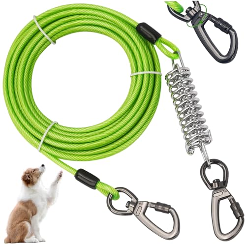 Hundekabelkabel, 20 -Fuß -Hundeläufer -Kabel mit Drehhaken und Stoßfeder, Heavy Dut Hunde -Leine -Leinen -Tether, Kabel bis zu 457 kg Zugkraft für Garten im Freien und Camping Hundekabelkabel, 20 -Fuß -Hundeläufer -Kabel mit Drehhaken und Stoßfeder, Heavy Dut Hunde -Leine -Leinen -Tether, Kabel bis zu 457 kg Zugkraft für Garten im Freien und Camping von Pastoralist