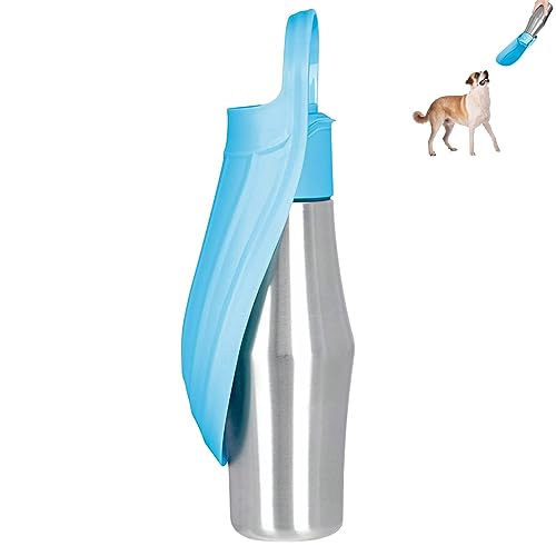 Hundwasserflaschen zum Gehen 750 ml Edelstahl Wasserspender Reisen Wasserschale für Haustiere Hunde Welpen, Hund Travel Wasserflasche von Pastoralist