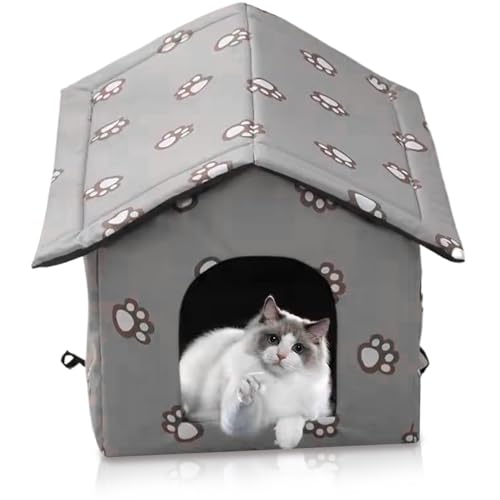 Katzenhaus im Freien, wetterfeste thermische Oxford -Stoff Outdoor -Katzenunterkunft mit Reißverschluss Deckel wasserdicht außerhalb Katzenhaus mit Schnallenriemen für kleine streunende Katzen und Hu Katzenhaus im Freien, wetterfeste thermische Oxford -Stoff Outdoor -Katzenunterkunft mit Reißverschluss Deckel wasserdicht außerhalb Katzenhaus mit Schnallenriemen für kleine streunende Katzen und Hu von Pastoralist