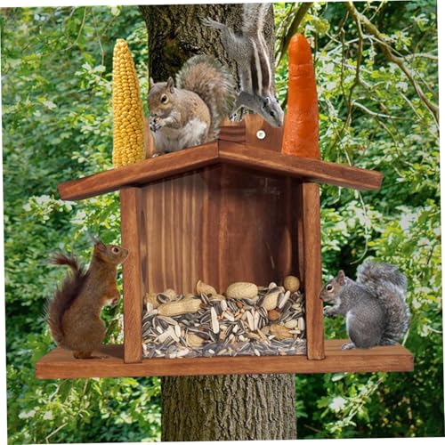 Pastoralist Eichhörnchen -Feeder, hölzerne Chipmunk -Feeder mit Flexibles Dach, Chipmunk -Fütterungsbox mit transparent von Pastoralist