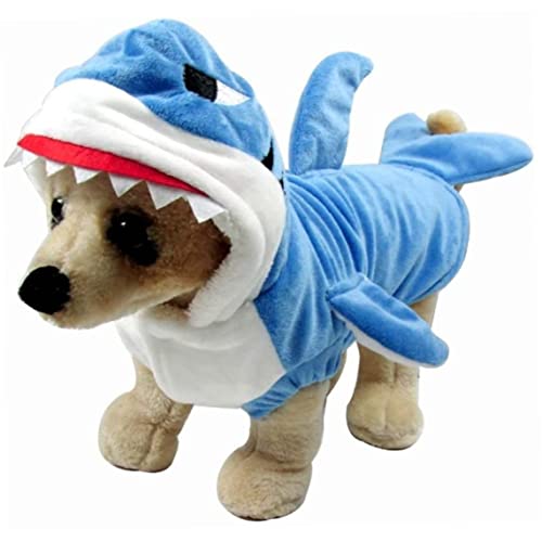 Pastoralist Funny Dog Cat Shark Shark Kostüme, Haustier -Halloween -Weihnachts -Cosplay -Kleid, entzückendes blaues Hai -Haustierkostüm, Tierfleece Hoodie Warm Outfits Kleidung (M -Größe), von Pastoralist