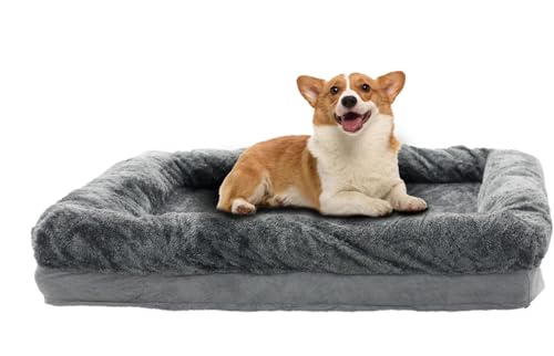 PatLoom Plüsch-Hundekäfigbett, weiche Kunstunterlage mit abnehmbarem Bezug, waschbare Hunde- und Katzenhüttenmatte, rutschfest und verdickt für Schlaf und Angstlinderung (101,6 cm) von PatLoom