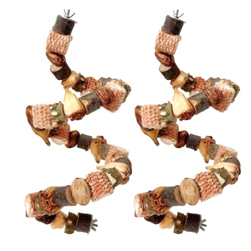 2 Pack Flexible Hölzerne Kauspielzeuge, Schraube Fix Natürlichen Mais Holz Hängende Kauspielzeug Für Papageien, Aras, Afrikanische Graue & Sittiche (60cm) von PatPatPet