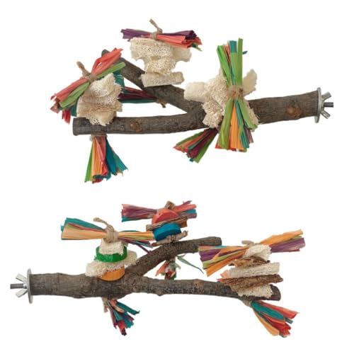 2 Packungen Sittich Spielzeug Hölzerne Papagei Stand Zweig Mit Natürlichen Luffa Und Buntem Papier Vogel Kauspielzeug, Vogelkäfig Zubehör 2 Packungen Sittich Spielzeug Hölzerne Papagei Stand Zweig Mit Natürlichen Luffa Und Buntem Papier Vogel Kauspielzeug, Vogelkäfig Zubehör von PatPatPet