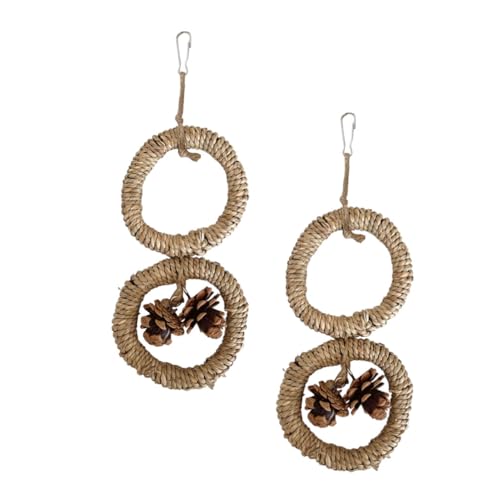2Pcs Sets 30cm Große Vogelschaukel Vögel Spielzeug Für Käfig Runde Baumwollseil Sittiche Schaukeln Sitzstangen Bissfestigkeit Perle Hängenden Ring Spielzeug Für Kleine Bis Mittlere Papageien von PatPatPet