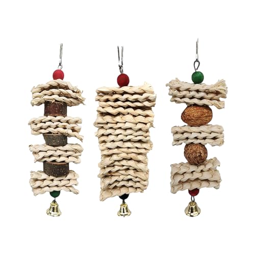 PatPatPet 3 Stück Natürliches Holz-Mais-Walnuss-Papageien-Vogelspielzeug, Vogelfutter-Spielzeug, Kauspielzeug, Vogel-Kau-Zerreißspielzeug Für Cokatoos, Graupapageien, Amazonas-Papageien PatPatPet 3 Stück Natürliches Holz-Mais-Walnuss-Papageien-Vogelspielzeug, Vogelfutter-Spielzeug, Kauspielzeug, Vogel-Kau-Zerreißspielzeug Für Cokatoos, Graupapageien, Amazonas-Papageien von PatPatPet