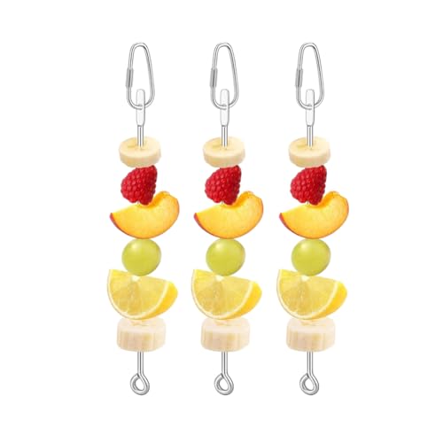 3X Futterspender-Spielzeug Aus Edelstahl Für Vögel, Obst Und Gemüse, Futterhalter Für Kleine Vögel, Futtersuche, Hängendes Futter Und Behandlungswerkzeug Für Papageien, Kakadus, Nymphensittiche von PatPatPet