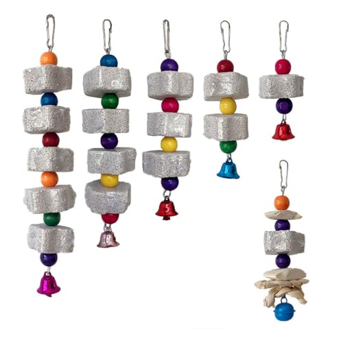6-teiliges Set Kauspielzeug Für Papageien, Lavablock, Kalziumergänzung, Futterspielzeug, Vogelschnabel-Schleifstein Mit Glocke Für Kleine Tiere, Hamster, Chinchilla, Kaninchen, Graupapageien 6-teiliges Set Kauspielzeug Für Papageien, Lavablock, Kalziumergänzung, Futterspielzeug, Vogelschnabel-Schleifstein Mit Glocke Für Kleine Tiere, Hamster, Chinchilla, Kaninchen, Graupapageien von PatPatPet