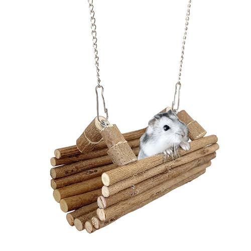 Kleine Holzschaukel Für Hamster, Gleichgewichtsübung, Hängebrett, Käfig, Hängehängematte, Holzbett, Spielplatz Für Hamster (Halbkreis) von PatPatPet