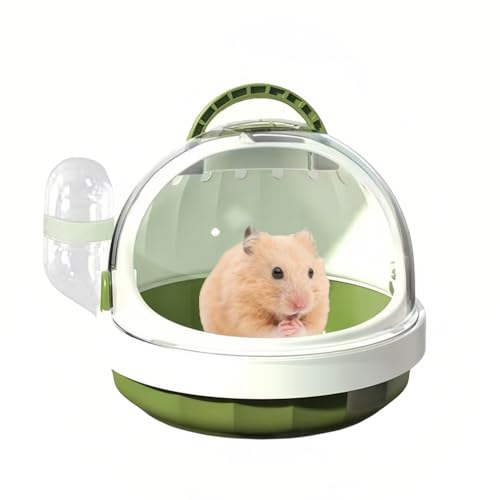 Kleintierkäfig Mit Wasserflasche, 18cm Tragbarer Hamster-Kleintier-Reisekäfig Mit Griff, Atmungsaktiver Meerschweinchenkäfig Für Zwerghamster, Frettchen, Chinchillas (Grün) von PatPatPet