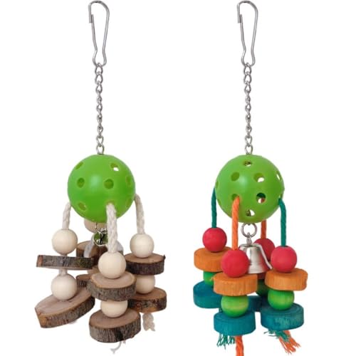 PatPatPet 2Pcs Kleine Papagei Spielzeug, Multicolored Natural Wooden & Saft Kunststoff Vogel Kauspielzeug Für Mittlere Und Große Papagei Aras African Grey Kakadus Eclectus PatPatPet 2Pcs Kleine Papagei Spielzeug, Multicolored Natural Wooden & Saft Kunststoff Vogel Kauspielzeug Für Mittlere Und Große Papagei Aras African Grey Kakadus Eclectus von PatPatPet