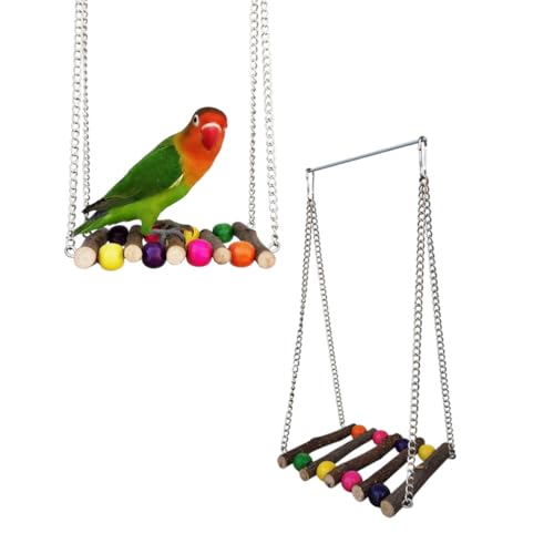 PatPatPet 2Pcs Vogel Papagei Sittich Wellensittich Kakadu Käfig Hängematte Schaukel Hängende Spielzeug von PatPatPet