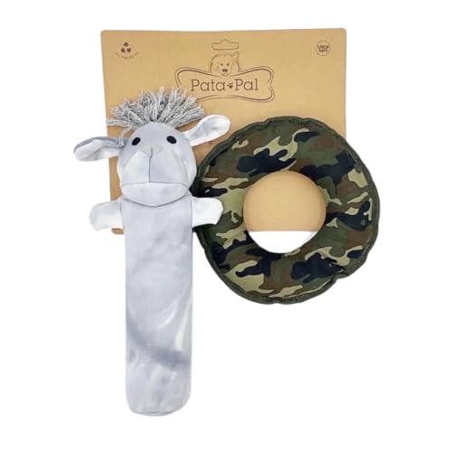 Pata Pal 2-teiliges Kauspielzeug-Set für Hunde, umweltfreundlich, langlebig, Baumwollleinen, mit Quietschelement, Labby-Do & Camo Disk (sicher für Haustiere und Kinder) von Pata Pal