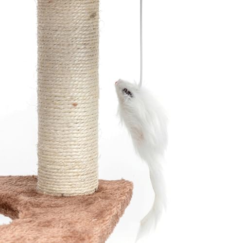 Doppellagiger Kratzbaum für Katzen mit eingebautem Spielzeug, ideal zum Schärfen von Nägeln und Spielen, fördert Bewegung und Unterhaltung für Katzen. von Patapalooza
