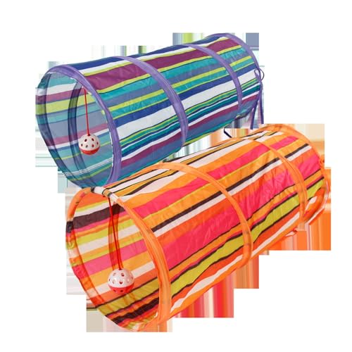 Katzentunnel mit Streifen, hergestellt aus strapazierfähigem Material, faltbar und leicht zu verstauen, ideal zum Spielen und Erkunden. Katzentunnel mit Streifen, hergestellt aus strapazierfähigem Material, faltbar und leicht zu verstauen, ideal zum Spielen und Erkunden. von Patapalooza
