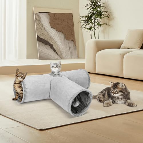 Plüschtunnel in T-Form für Katzen, weich, faltbar und leicht zu reinigen; ideal zum Spielen, Verstecken und Erkunden. Plüschtunnel in T-Form für Katzen, weich, faltbar und leicht zu reinigen; ideal zum Spielen, Verstecken und Erkunden. von Patapalooza
