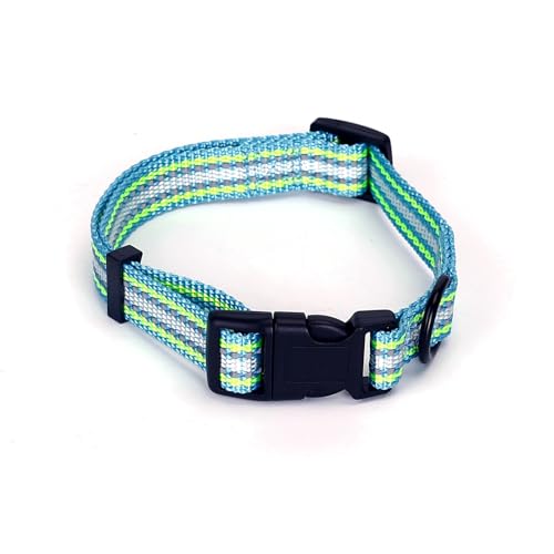 Reflektierendes Hundehalsband aus Nylon-Imitat, robust und verstellbar, ideal für nächtliche Spaziergänge und Sicherheit im Freien. von Patapalooza
