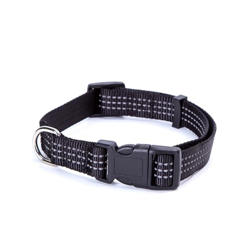 Reflektierendes Hundehalsband aus Nylon-Imitat, robust und verstellbar, ideal für nächtliche Spaziergänge und Sicherheit im Freien. von Patapalooza