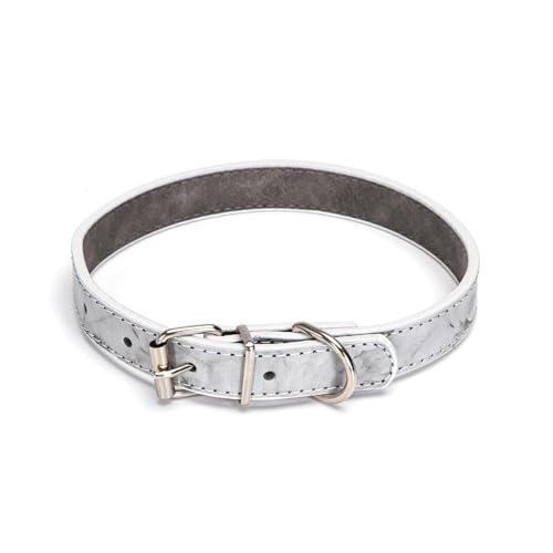 Welliges Hundehalsband aus PU-Leder, robust und bequem, ideal für Spaziergänge und Training. von Patapalooza