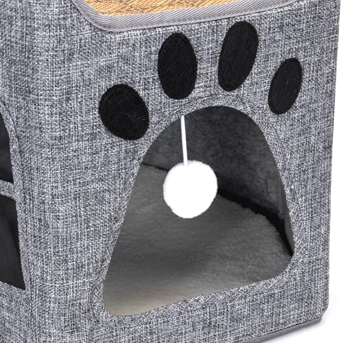 Zusammenklappbares Katzenbett mit Kratzbrett, kompaktes und funktionales Design, ideal zum Ausruhen und Spielen in Engen Räumen. Zusammenklappbares Katzenbett mit Kratzbrett, kompaktes und funktionales Design, ideal zum Ausruhen und Spielen in Engen Räumen. von Patapalooza
