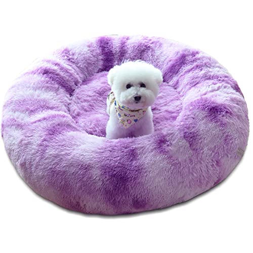 Patas Lague Beruhigendes Donut-Hundebett für kleine, mittelgroße und große Hunde, Anti-Angst, Plüsch, weich und gemütlich, Katzenbett, 61 cm, wärmendes Haustierbett für Winter und Herbst (Farbverlauf, lila) Patas Lague Beruhigendes Donut-Hundebett für kleine, mittelgroße und große Hunde, Anti-Angst, Plüsch, weich und gemütlich, Katzenbett, 61 cm, wärmendes Haustierbett für Winter und Herbst (Farbverlauf, lila) von Patas Lague