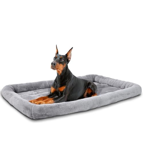 Patas Lague Bolster Jumbo-Hundebett für extra große Hunde, 122 x 76 cm, weiches Schaumstoff-Hundesofa, Haustierbett, maschinenwaschbar, ideal für extra große Hunderassen, Grau von Patas Lague