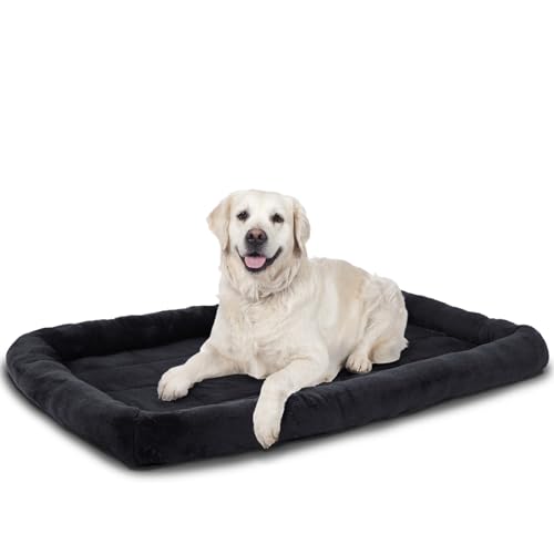 Patas Lague Bolster XL-Hundebett für große Hunde, 106,7 x 71,1 cm, weiches Schaumstoff-Hundesofa, Haustierbett, maschinenwaschbar, ideal für große Hunderassen, Schwarz von Patas Lague