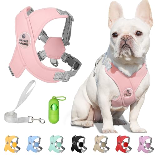 Patas Lague Hundegeschirr mit Leine, verstellbar, weich gepolstert, kein Würgen, kein Ziehen, reflektierend, für mittelgroße Haustiere, mit Kotbeuteln und Spender, solide und kaufrei, Rosa, Größe L Patas Lague Hundegeschirr mit Leine, verstellbar, weich gepolstert, kein Würgen, kein Ziehen, reflektierend, für mittelgroße Haustiere, mit Kotbeuteln und Spender, solide und kaufrei, Rosa, Größe L von Patas Lague