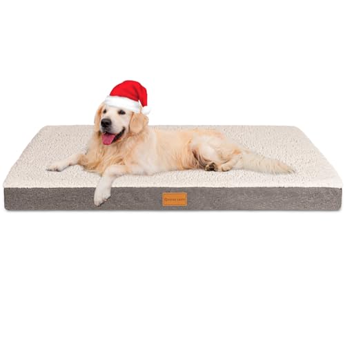 Patas Lague Orthopädisches Hundebett aus Schaumstoff für extra große Hunde, waschbarer Bezug, rutschfest, wasserdicht, 121,9 x 76,2 cm, elfenbeinfarben von Patas Lague