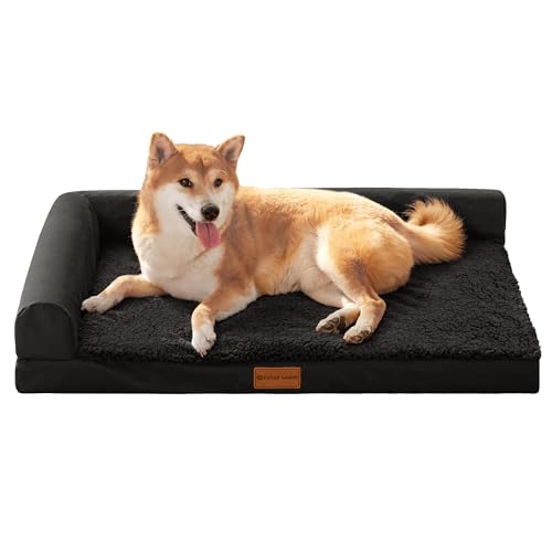 Patas Lague Orthopädisches Hundebett für mittelgroße Hunde, wasserdicht, L-förmig, mittelgroß, mit abnehmbarem, waschbarem Bezug, weiche, bequeme Haustier-Couch-Matte mit rutschfester Unterseite, 76,2 Patas Lague Orthopädisches Hundebett für mittelgroße Hunde, wasserdicht, L-förmig, mittelgroß, mit abnehmbarem, waschbarem Bezug, weiche, bequeme Haustier-Couch-Matte mit rutschfester Unterseite, 76,2 von Patas Lague