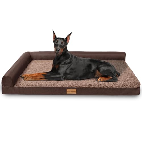 Patas Lague Orthopädisches Jumbo-Hundebett für extra große Hunde, 142 x 101 cm, wasserdicht, L-förmig, Jumbo-Haustier-Sofabetten mit abnehmbarem, waschbarem Bezug, weiche, bequeme Haustier-Couch-Matte Patas Lague Orthopädisches Jumbo-Hundebett für extra große Hunde, 142 x 101 cm, wasserdicht, L-förmig, Jumbo-Haustier-Sofabetten mit abnehmbarem, waschbarem Bezug, weiche, bequeme Haustier-Couch-Matte von Patas Lague