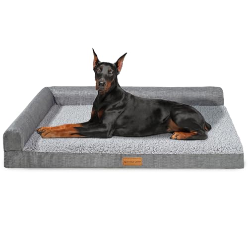 Patas Lague Orthopädisches Jumbo-Hundebett für extra große Hunde, wasserdicht, L-förmig, Jumbo-Haustier-Sofabetten mit abnehmbarem, waschbarem Bezug, weiche, bequeme Haustier-Couch-Matte mit Patas Lague Orthopädisches Jumbo-Hundebett für extra große Hunde, wasserdicht, L-förmig, Jumbo-Haustier-Sofabetten mit abnehmbarem, waschbarem Bezug, weiche, bequeme Haustier-Couch-Matte mit von Patas Lague
