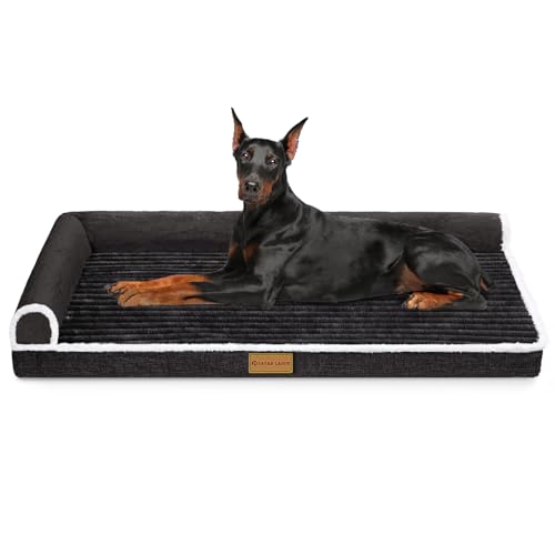 Patas Lague Orthopädisches Jumbo-Hundebett für extra große Hunde, wasserdicht, bequem, L-förmig, Jumbo, rutschfest, weich, warm, Haustiersofa, Schlafmatte mit abnehmbarem, waschbarem Bezug, Schwarz Patas Lague Orthopädisches Jumbo-Hundebett für extra große Hunde, wasserdicht, bequem, L-förmig, Jumbo, rutschfest, weich, warm, Haustiersofa, Schlafmatte mit abnehmbarem, waschbarem Bezug, Schwarz von Patas Lague
