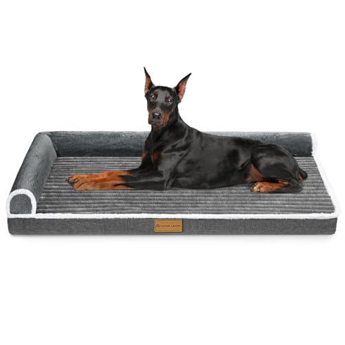 Patas Lague Orthopädisches Jumbo-Hundebett für extra große Hunde, wasserdicht, bequem, L-förmig, Jumbo, rutschfest, weich, warm, Haustiersofa, Schlafmatte mit abnehmbarem, waschbarem Bezug, Grau Patas Lague Orthopädisches Jumbo-Hundebett für extra große Hunde, wasserdicht, bequem, L-förmig, Jumbo, rutschfest, weich, warm, Haustiersofa, Schlafmatte mit abnehmbarem, waschbarem Bezug, Grau von Patas Lague