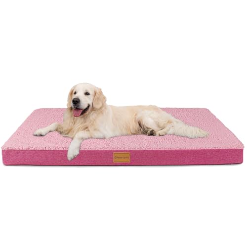 Patas Lague Orthopädisches XL-Hundebett für große Hunde, 106,7 x 71,1 cm, weich, bequem, wasserdicht, Eierkisten-Schaumstoff-Matte mit abnehmbarem, waschbarem Bezug, Rosa Patas Lague Orthopädisches XL-Hundebett für große Hunde, 106,7 x 71,1 cm, weich, bequem, wasserdicht, Eierkisten-Schaumstoff-Matte mit abnehmbarem, waschbarem Bezug, Rosa von Patas Lague