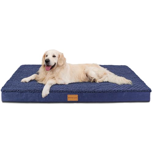 Patas Lague Orthopädisches XXL-Hundebett für extra große Hunde, 121,9 x 76,2 cm, weich, bequem, wasserdicht, Eierkisten-Schaumstoff-Matte mit abnehmbarem, waschbarem Bezug, Marineblau Patas Lague Orthopädisches XXL-Hundebett für extra große Hunde, 121,9 x 76,2 cm, weich, bequem, wasserdicht, Eierkisten-Schaumstoff-Matte mit abnehmbarem, waschbarem Bezug, Marineblau von Patas Lague